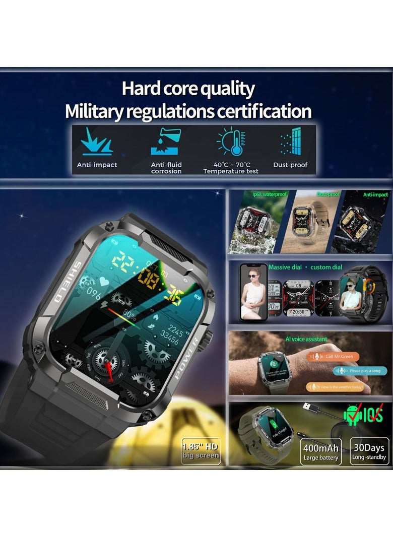 AROAQ Mk66 Smart Watch ,  Ip68 Waterproof Sport Activity Tracker Watch With Hd Large Display, 400mah Touch Screen Smart Wrist Watch With 110 plus Sports Modes, (Black) - Image 2