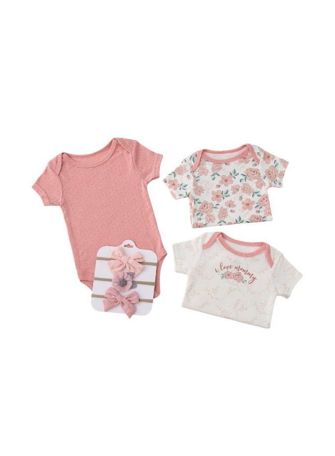 Bambimici Bambimici Floral Print Babysuit 3-Piece Set with Headbands  - Image 3
