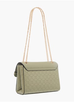 ELLE Womens Monogram Embossed Crossbody Bag With Chain Strap And Twist Lock Closure  - Image 3