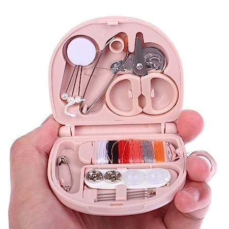 PARVY PARVY Portable Mini Travel Sewing Kit Box Pocket Folding with Little New River Pin Scissors Six Colored Lines Small Pin Needle Threader Little Clip Three Needles AllinOne 1Pcs Multicolor 
