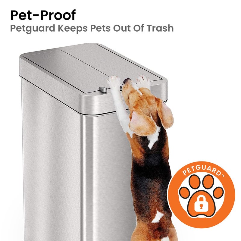 iTouchless 50 Liter / 13 Gallon Wings-Open Lid Sensor Kitchen Trash Can with Odor Filter â€“ Dog-Proof Slim Automatic Stainless Steel Garbage Recycling Bin for Home, Office, Bedroom, Business or Garage - Image 4