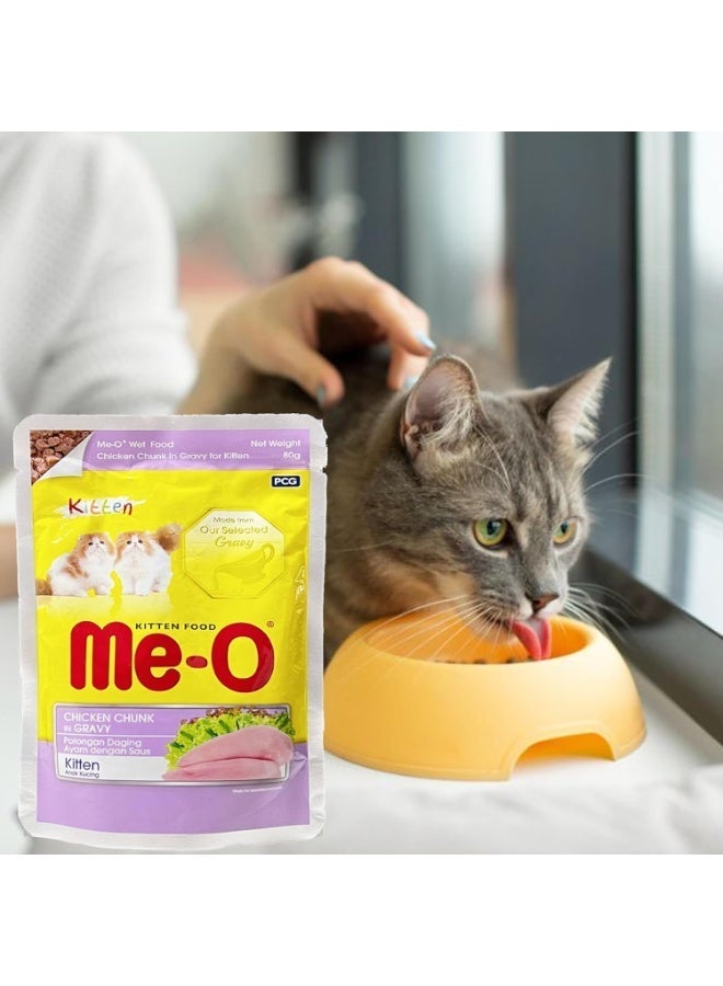 Me-O Gravy For Kittens Chicken Chunk In Gravy Wet Cat Meal For Junior Cats 80Gm X 3 Pouches - Image 4
