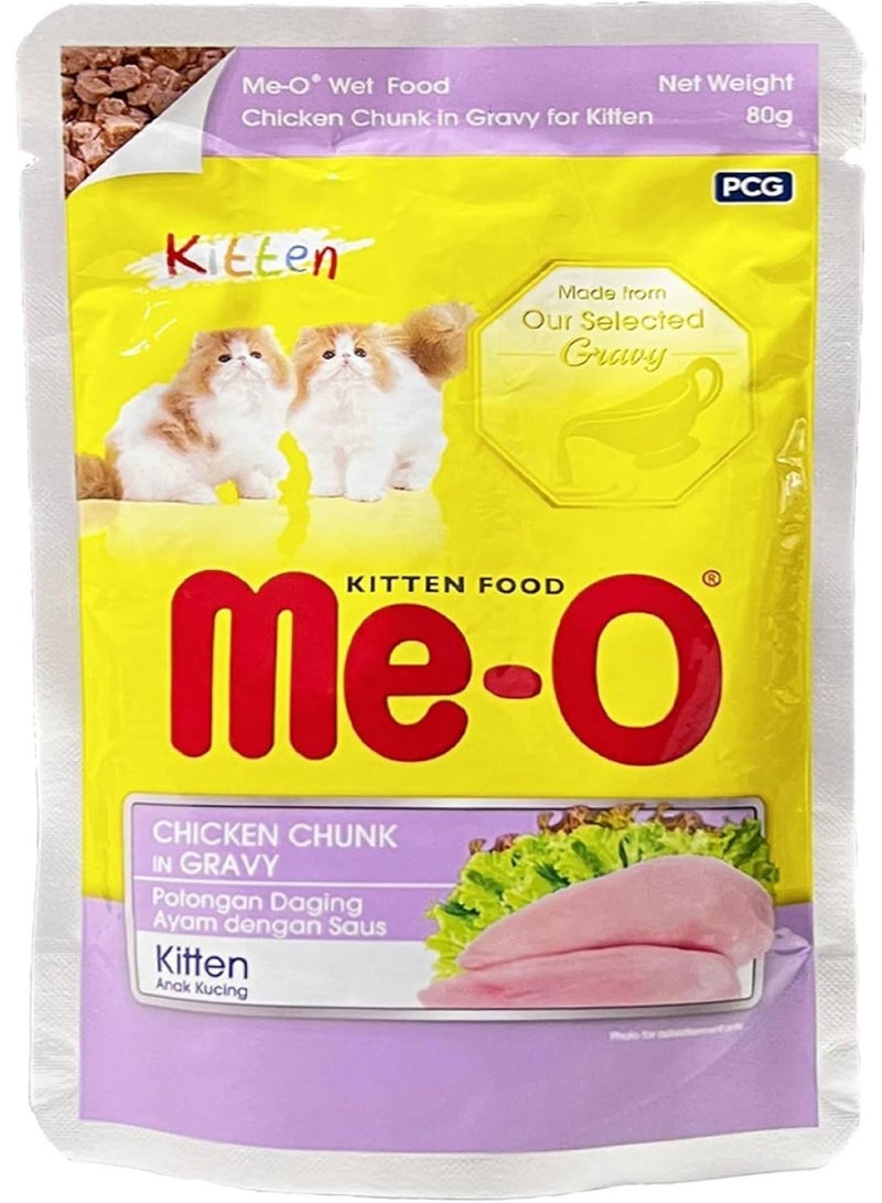 Me-O Gravy For Kittens Chicken Chunk In Gravy Wet Cat Meal For Junior Cats 80Gm X 3 Pouches - Image 2
