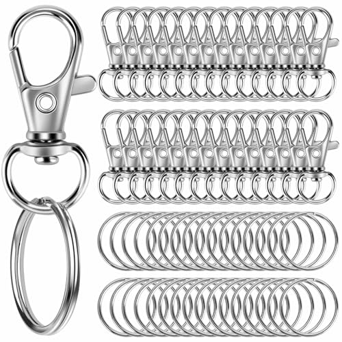 Sucrown 60PCS Keychain Making Kit, Including 30PCS Keychains Clips Hooks and 30PCS Key Chain Rings, Lobster Claw Clasps with Keychains Rings Accessories for Jewelry Making - Image 1