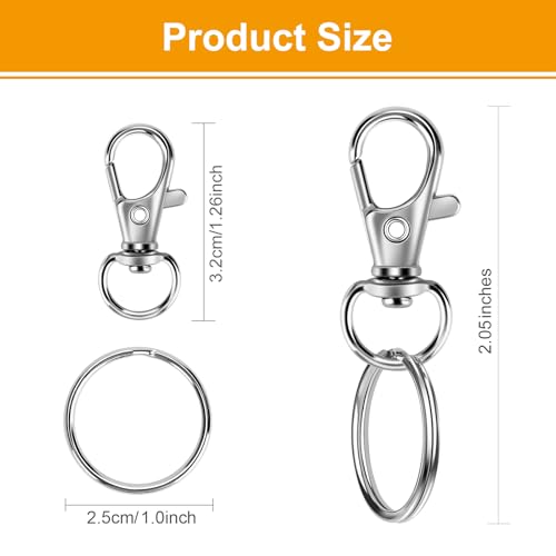 Sucrown 60PCS Keychain Making Kit, Including 30PCS Keychains Clips Hooks and 30PCS Key Chain Rings, Lobster Claw Clasps with Keychains Rings Accessories for Jewelry Making - Image 3