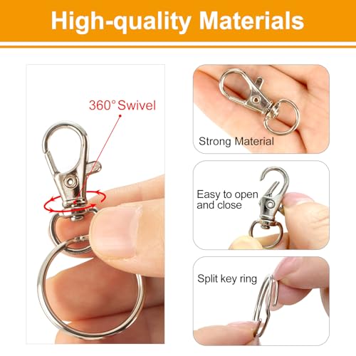 Sucrown 60PCS Keychain Making Kit, Including 30PCS Keychains Clips Hooks and 30PCS Key Chain Rings, Lobster Claw Clasps with Keychains Rings Accessories for Jewelry Making - Image 4