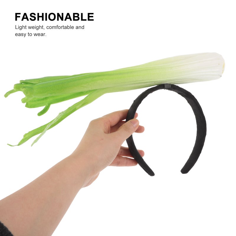 Realistic Celery Headband Funny Vegetable Hair Hoop Novelty Hair Accessory for Halloween Birthday Cosplay Party Favor Photo Prop - Image 3