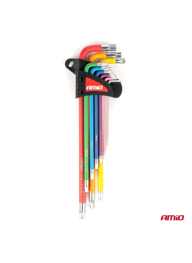 أميو مجموعة مفاتيح TORX طويلة إضافية (9 قطع) من فولاذ S2 مع حامل - Image 2