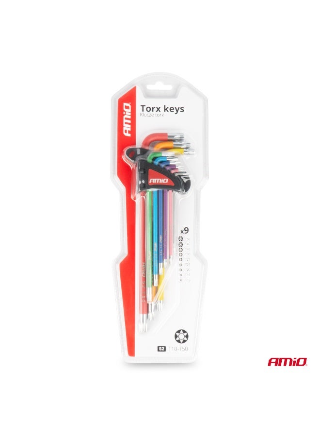 أميو مجموعة مفاتيح TORX طويلة إضافية (9 قطع) من فولاذ S2 مع حامل - Image 3