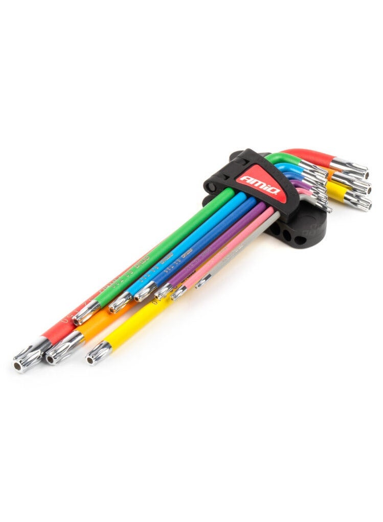 AMIO Extra Long TORX Key Set 9 Pieces S2 Steel with Storage Holder - T10 to T50 - 04301 - Image 2