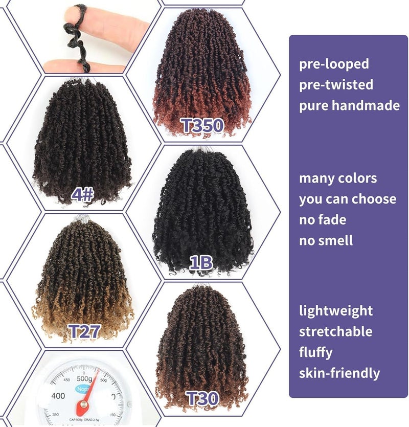 datanala Yanky Twists Crochet Braiding Hair 14 Inch 9 Packs Crochet Hair with Curls Micro Spring Twists Crochet Hair Pre-looped Curly Crochet Braids Hair Extensions for Women (1B#, 14inch) - Image 4