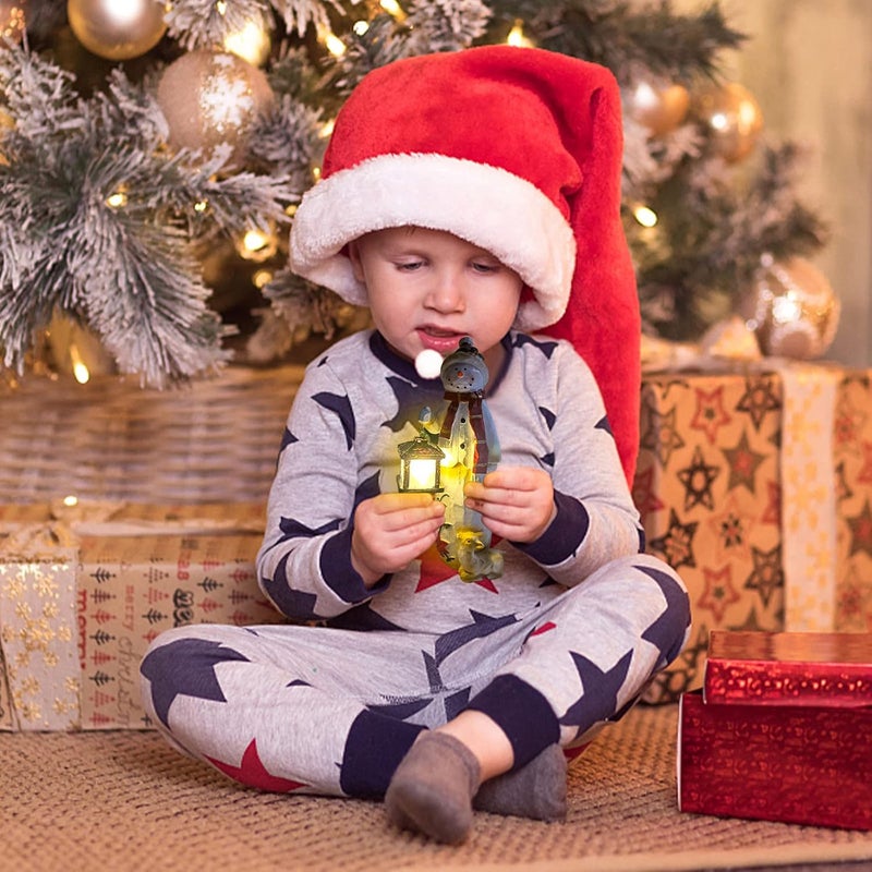 woobles Christmas Woodland Snowman with Solar Lantern, Christmas Snowman Standing Figure Handcraft Xmas Ornament, Novelty Xmas Decoration Winter Snowman Statue, for Xmas Home Festival Party Table Decor (A) - Image 5