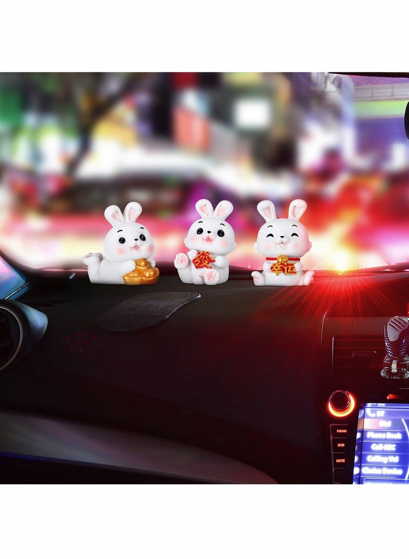 Excefore 8 Pieces 2023 Miniature Rabbit Figures Resin Chinese Zodiac Year Rabbit Ornament Year of The Rabbit Lucky Bunny Statue Animal Sculpture Desk Ornament for Dollhouse Spring Festival Decorations - Image 2