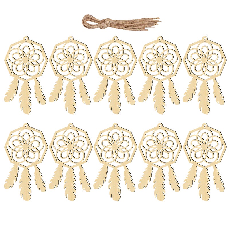 20pcs Catch Dream Net DIY Home Decoration Pendant Accessories Wall Ornaments for Decor (Beige, Pattern) - Image 1