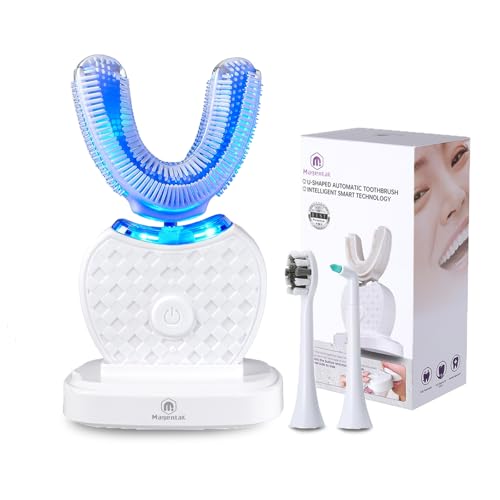 Magentak U-Shaped Ultrasonic Toothbrush for Teeth Whitening, Automatic Electric Toothbrush for Adults 360-degree Cleaning IPX7 Waterproof Kit for Travel or Home(White) - Image 1