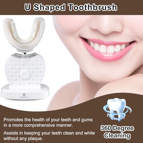 Magentak U-Shaped Ultrasonic Toothbrush for Teeth Whitening, Automatic Electric Toothbrush for Adults 360-degree Cleaning IPX7 Waterproof Kit for Travel or Home(White) - Image 3
