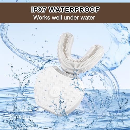 Magentak U-Shaped Ultrasonic Toothbrush for Teeth Whitening, Automatic Electric Toothbrush for Adults 360-degree Cleaning IPX7 Waterproof Kit for Travel or Home(White) - Image 4