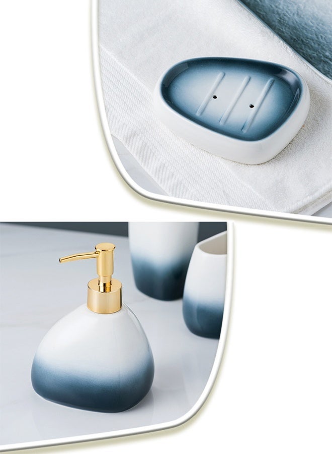 DUNISO 5 Pcs  Ceramic  Bathroom Accessories Sets Complete With Soap Dispenser,Soap Dish，Mouthwash cup, toothbrush cup ,Countertop Bathroom Decor - Image 4