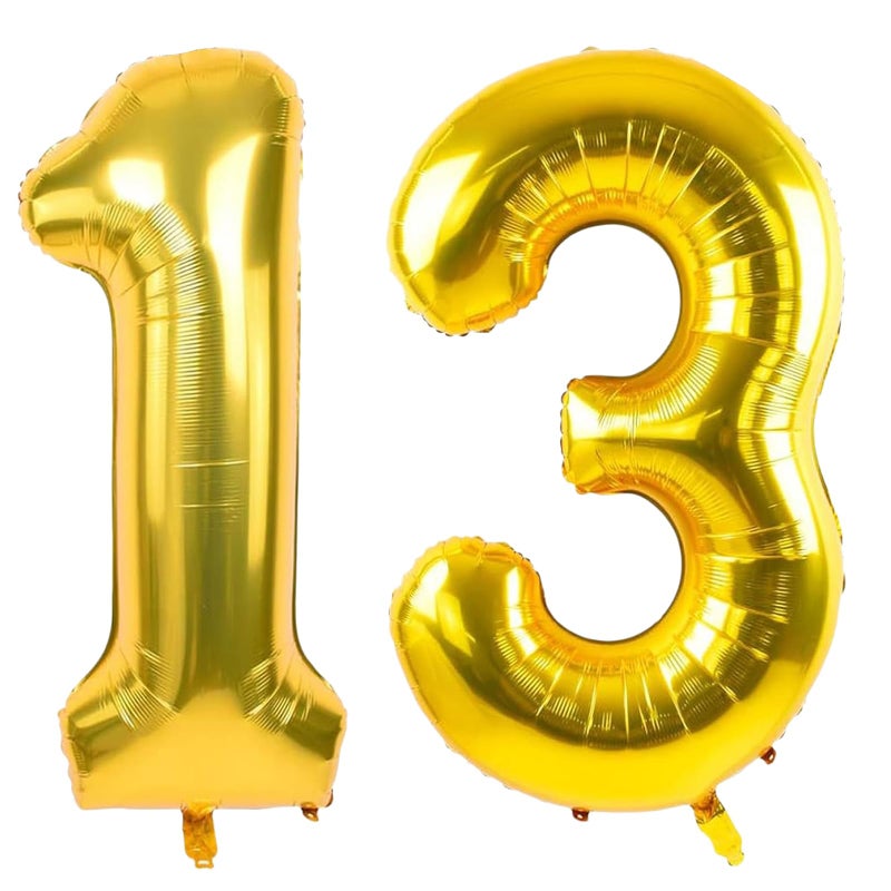 مانجو عدد البالونات الذهب 13 40 بوصة 13 بالون رقم ذهبي بالون رقائق رقمية للاحتفال بعيد ميلاد 13 لوازم الذكرى السنوية الديكور رقم 13 أو 31 - Image 1