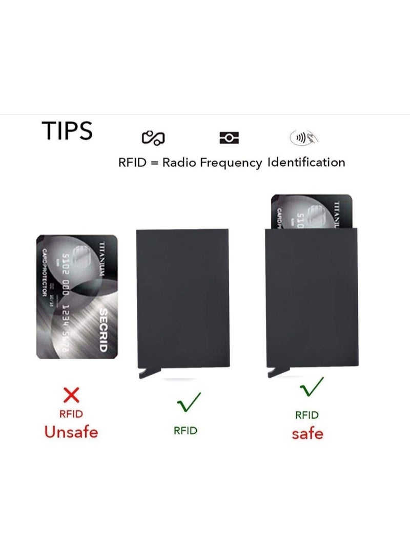 2 Pcs - Credit Card Holder Wallet With Rfid Protection, One Click 6 Cards Slide Out - - Image 5