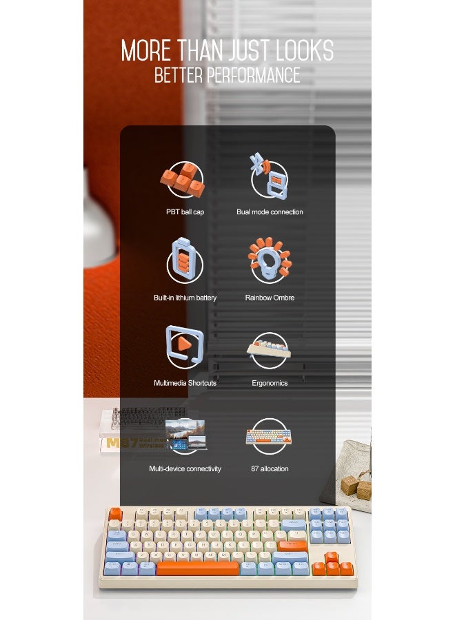 Free wolf Freewolf M87 Wireless Bluetooth Dual-Mode Mechanical Feel Keyboard - Image 3