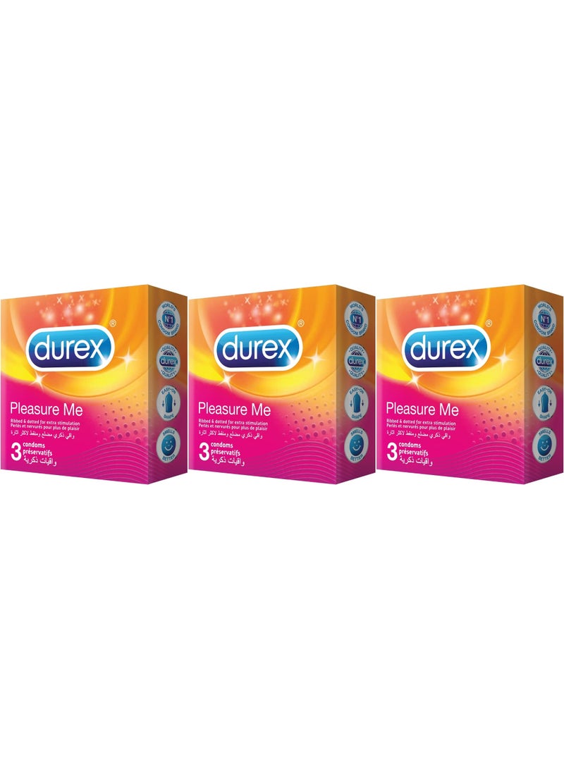 دوريكس Pack Of 3 durex Pleasure Me Latex Condom 3 pc - Image 1