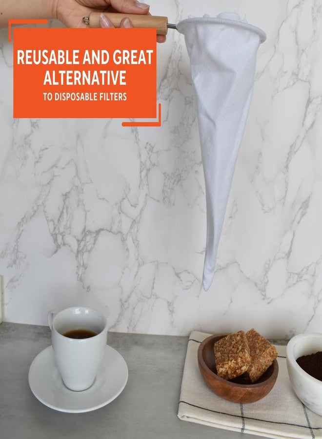 Imusa USA J100-4-50 Coffee Cloth Strainer with Wood Handle, White, 1 Count (Pack of 1) - Image 4