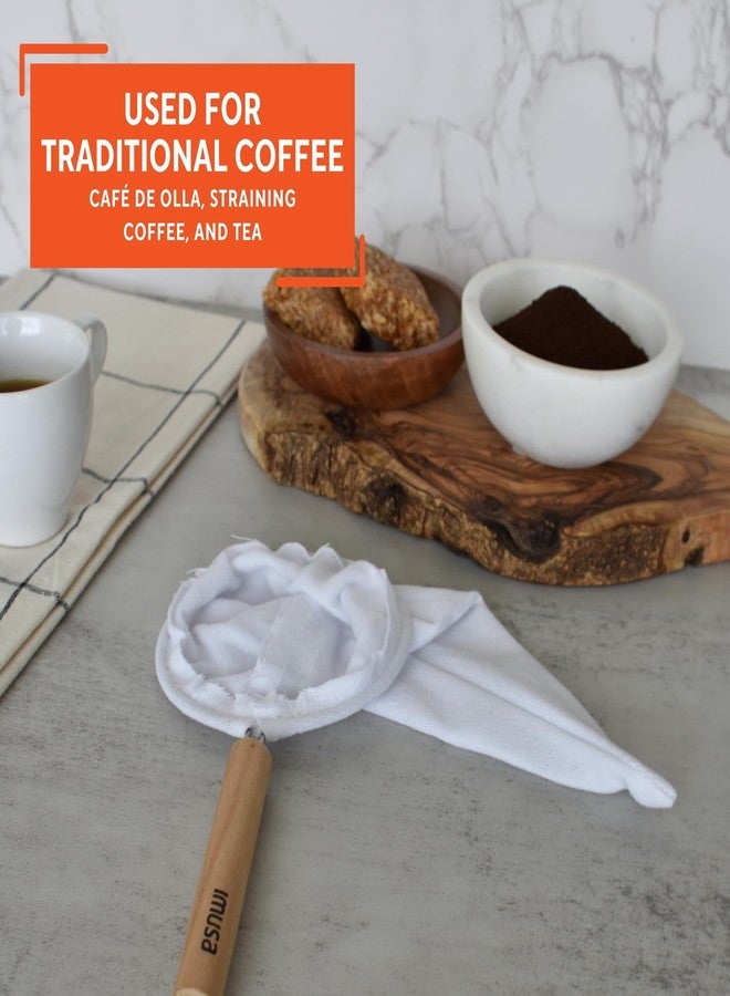 Imusa USA J100-4-50 Coffee Cloth Strainer with Wood Handle, White, 1 Count (Pack of 1) - Image 5