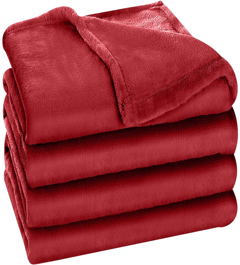 Utopia Bedding Fleece Blanket Queen Size Burgundy 300GSM Luxury Bed Blanket Anti-Static Fuzzy Soft Blanket Microfiber (90x90 Inches) - Image 1