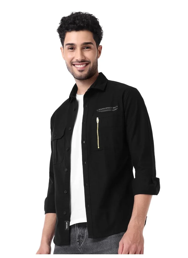 بيونغ Black Solid Urban Shirt for Men