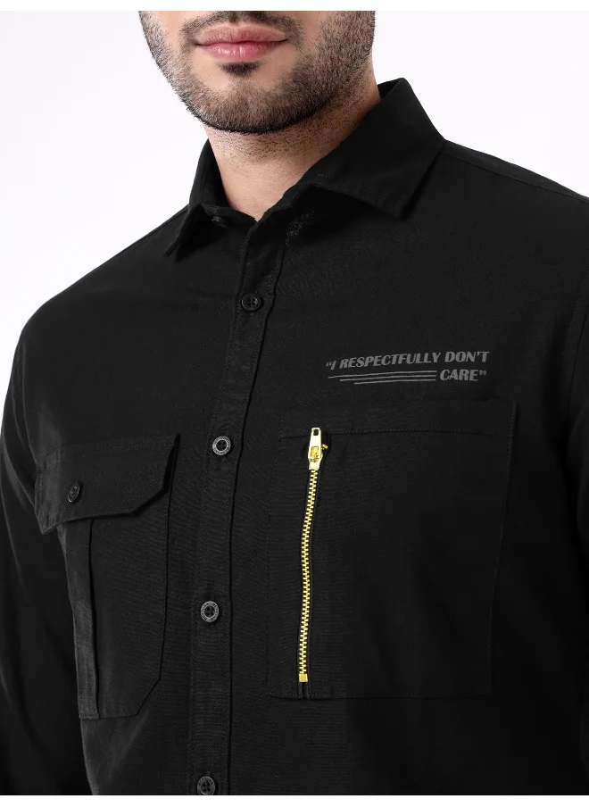 بيونغ Black Solid Urban Shirt for Men