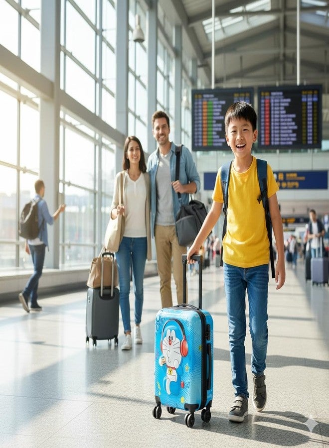 CUPEX Kids Carry On Luggage with Wheels 18 Inch Hard Shell Suitcase for Boys and Girls | Rolling Travel Bag with Retractable Handle and Spinner Wheels for Trips (Doremon) - Image 4
