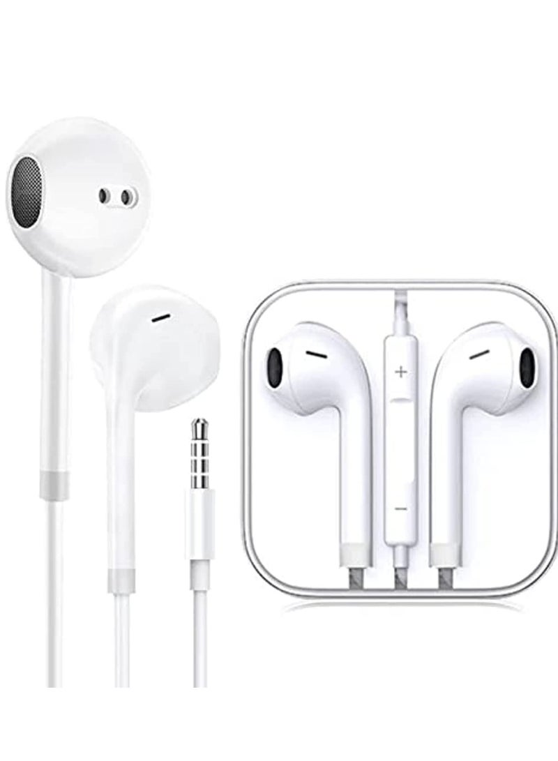 Generic 3.5mm Wired Earphone, Three Frequencies Balanced Clearer Hearing Experience, White, Universal earphone, Built-in Microphone, Built-in Controllers. Android, Iphone Compatible, … - Image 1