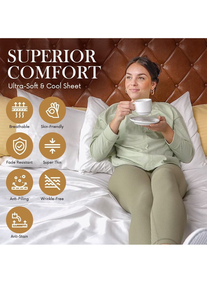AL RAID - 400 Thread Count 80% Cotton & 20% Polyester Single Size Bed Sheet Set Long Staple Soft & Breathable Bedding Set with Duvet Cover Fitted sheet & 2 Pillow Covers Solid Color 120*200+20cm - Image 1