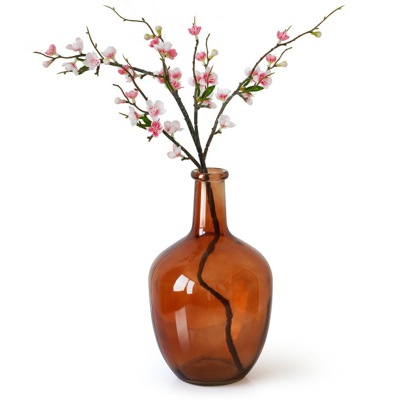 Bfttlity Clear Glass Vase Tall Farmhouse Vase for Branses Glass Vases for Centerces in Home Decoration (M-Amber) - Image 1