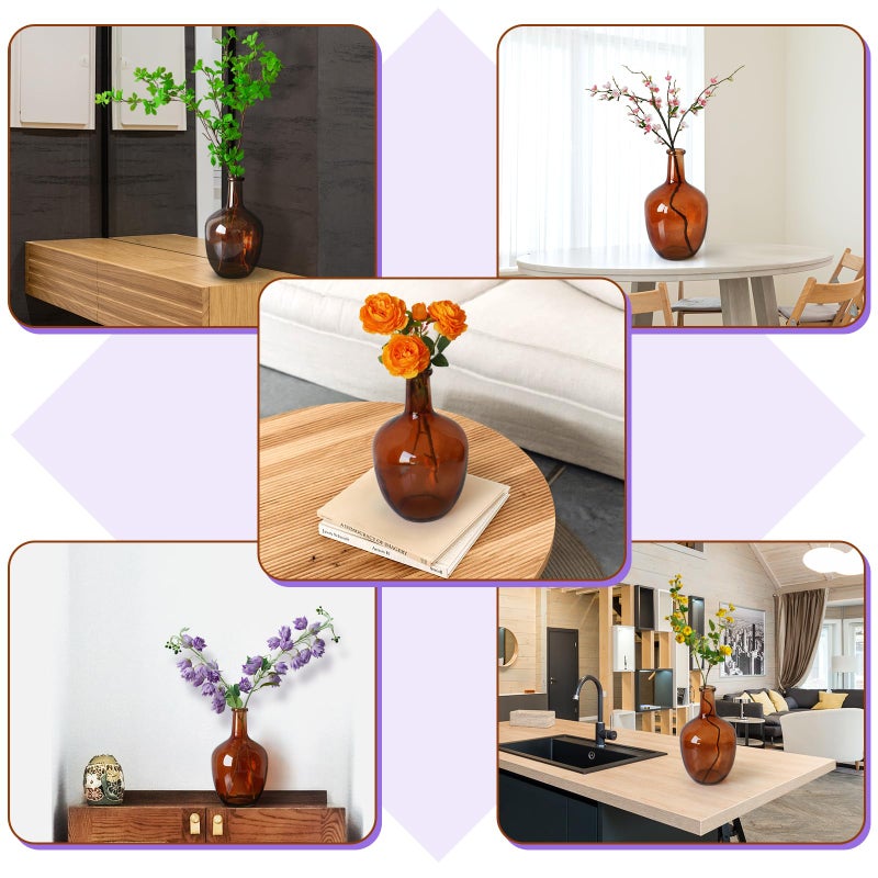 Bfttlity Clear Glass Vase Tall Farmhouse Vase for Branses Glass Vases for Centerces in Home Decoration (M-Amber) - Image 4