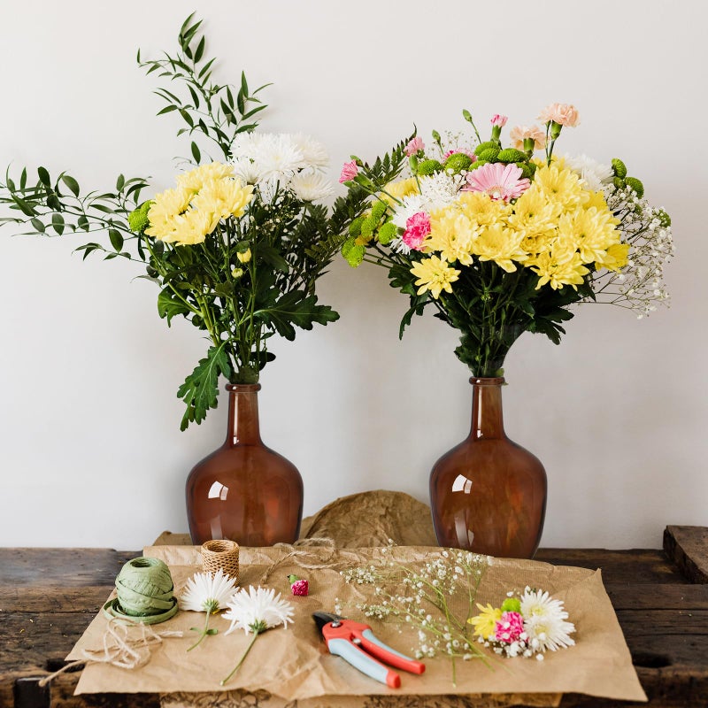 Bfttlity Clear Glass Vase Tall Farmhouse Vase for Branses Glass Vases for Centerces in Home Decoration (M-Amber) - Image 5