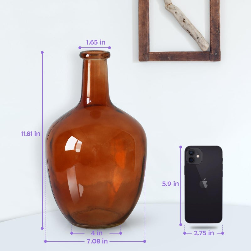 Bfttlity Clear Glass Vase Tall Farmhouse Vase for Branses Glass Vases for Centerces in Home Decoration (M-Amber) - Image 2