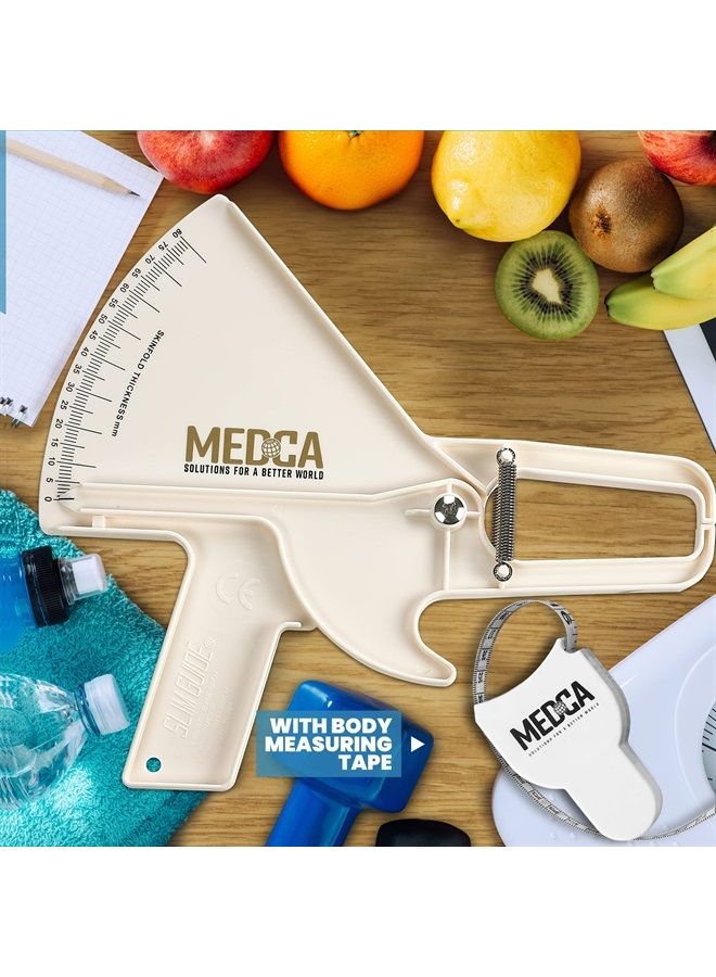 MEDca Pro Skinfold Caliper and Body Measurement Tape - Precision Body Fat Tool Plus BMI Chart - Accurately Measure and Gauge Body Fat Help Track Weight Loss, Achieve Fitness Goals for Men and Women, White - Image 3