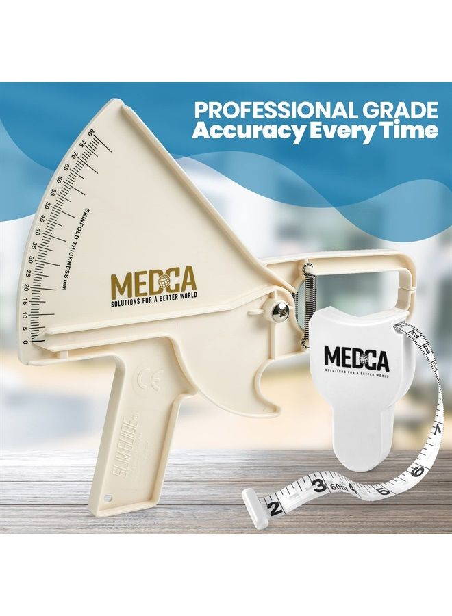 MEDca Pro Skinfold Caliper and Body Measurement Tape - Precision Body Fat Tool Plus BMI Chart - Accurately Measure and Gauge Body Fat Help Track Weight Loss, Achieve Fitness Goals for Men and Women, White - Image 4