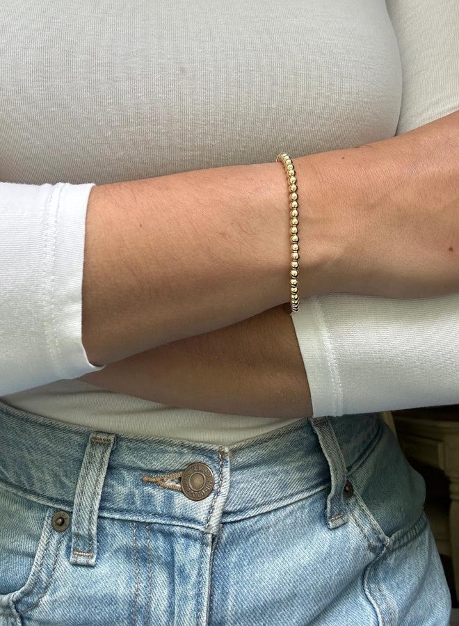 Agromusk Beads Bow Charm Bracelet for Women Flower Vintage Bracelet Handmade Stretch Gold Beaded Dainty Romantic Jewelry Gift, Medium, Ceramic, Cubic Zirconia - Image 5