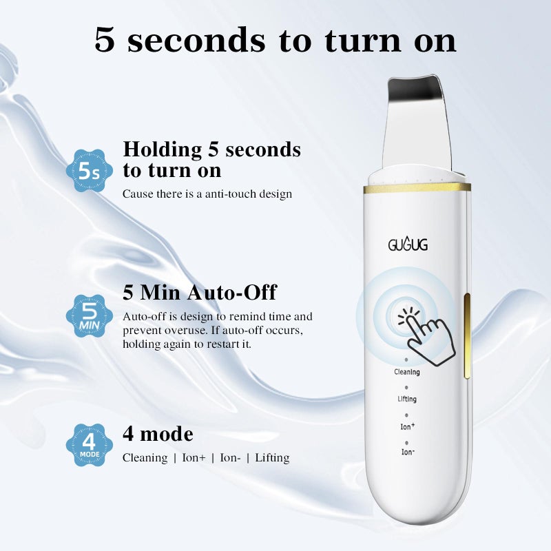 GUGUG Skin Scrubber Face Spatula Skin Spatula Pore Cleaner Blackhead Remover Tools for Facial Deep Cleansing-4 Modes -White - Image 5