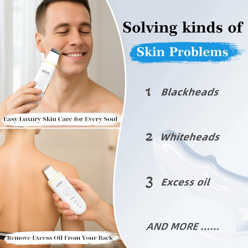 GUGUG Skin Scrubber Face Spatula Skin Spatula Pore Cleaner Blackhead Remover Tools for Facial Deep Cleansing-4 Modes -White - Image 4