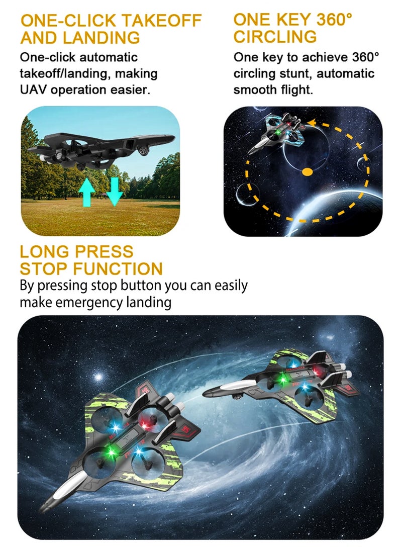 DBLEW - Remote Control Fighter Jet Plane for Kids RC Airplane Mimics Drone Helicopter with 360 Degree Stunts Flying Model Aircraft Aeroplane Toy Quadcopter, Automatic Hover EPP Foam Durable Body, 6 Axis Gyroscope, LED Lights, 100m Range, Rechargeable Battery Easy to Fly for Beginners and Children - Image 1