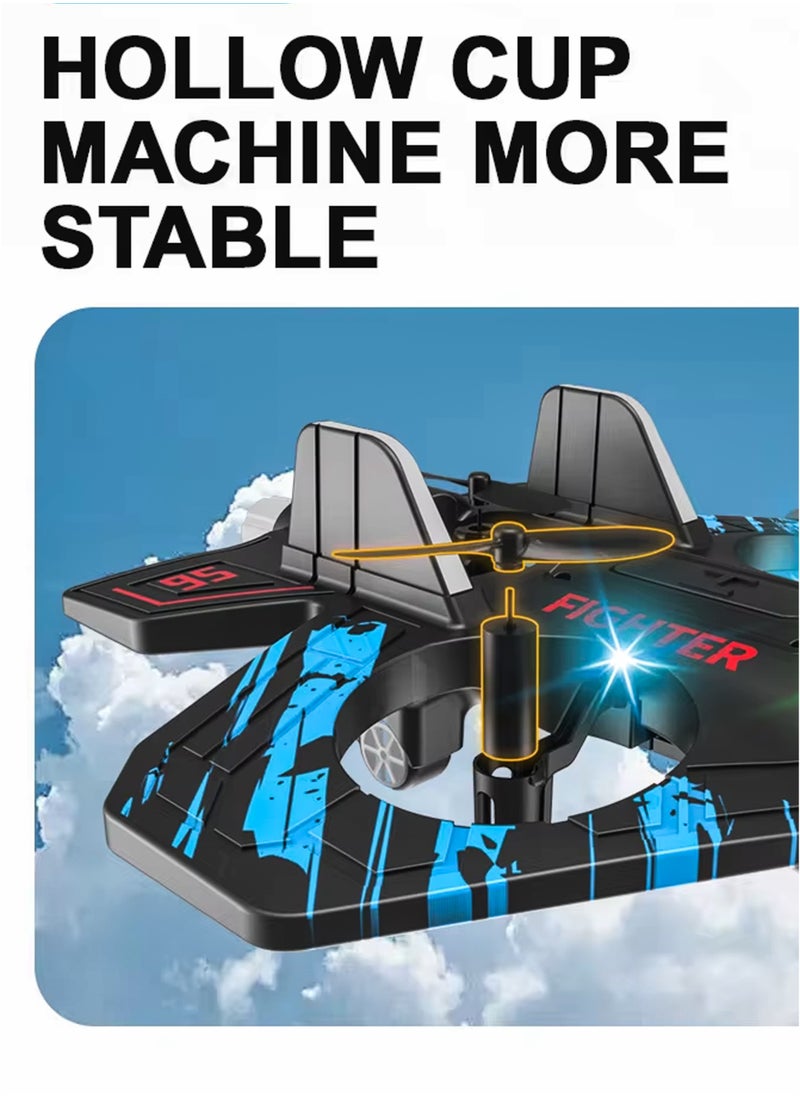 DBLEW - Remote Control Fighter Jet Plane for Kids RC Airplane Mimics Drone Helicopter with 360 Degree Stunts Flying Model Aircraft Aeroplane Toy Quadcopter, Automatic Hover EPP Foam Durable Body, 6 Axis Gyroscope, LED Lights, 100m Range, Rechargeable Battery Easy to Fly for Beginners and Children - Image 1