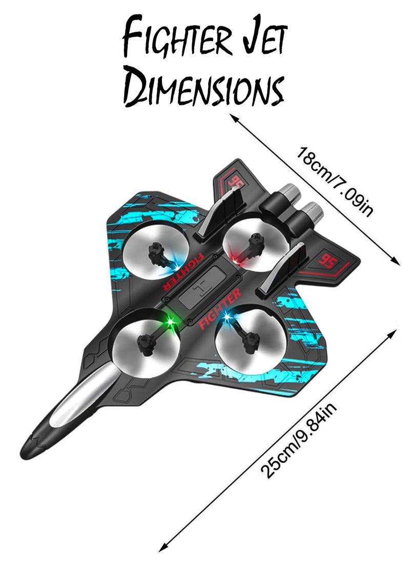 DBLEW - Remote Control Fighter Jet Plane for Kids RC Airplane Mimics Drone Helicopter with 360 Degree Stunts Flying Model Aircraft Aeroplane Toy Quadcopter, Automatic Hover EPP Foam Durable Body, 6 Axis Gyroscope, LED Lights, 100m Range, Rechargeable Battery Easy to Fly for Beginners and Children - Image 1