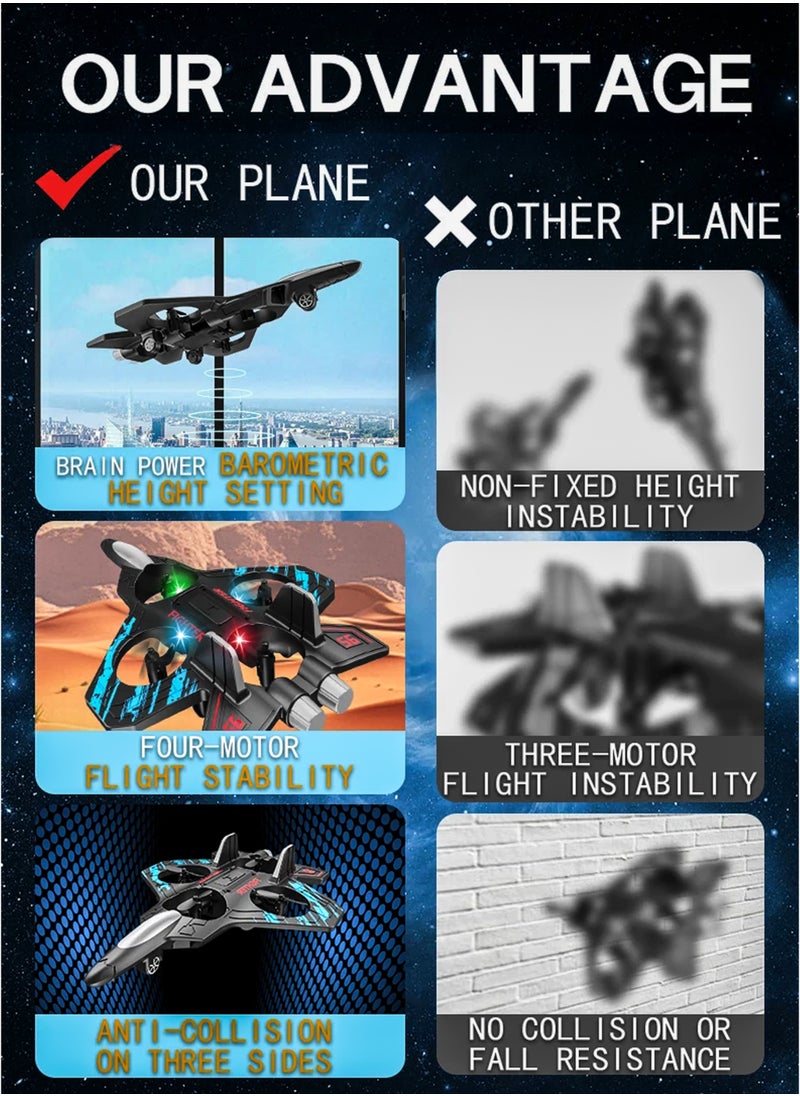 DBLEW - Remote Control Fighter Jet Plane for Kids RC Airplane Mimics Drone Helicopter with 360 Degree Stunts Flying Model Aircraft Aeroplane Toy Quadcopter, Automatic Hover EPP Foam Durable Body, 6 Axis Gyroscope, LED Lights, 100m Range, Rechargeable Battery Easy to Fly for Beginners and Children - Image 1