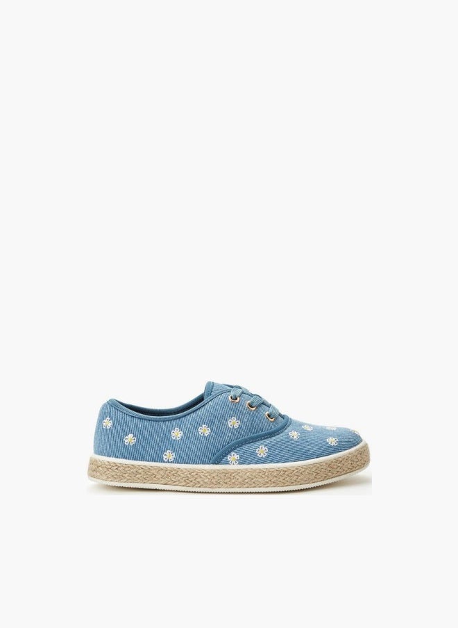 Peppermint Girls Floral Embroidered Espadrille Sneakers - Image 1