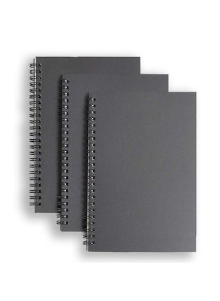 Pack of 3 Soft Cover Spiral Sketchbooks - Kraft Cover, Blank Sketch Pads with 100 Pages/50 Sheets of White Cartridge Paper - Ideal for Travel - Black - pzsku/ZBD8004C11DF407FEE4D7Z/45/1746232266/521f4f43-8b41-485e-a97b-cae83f0a7c77