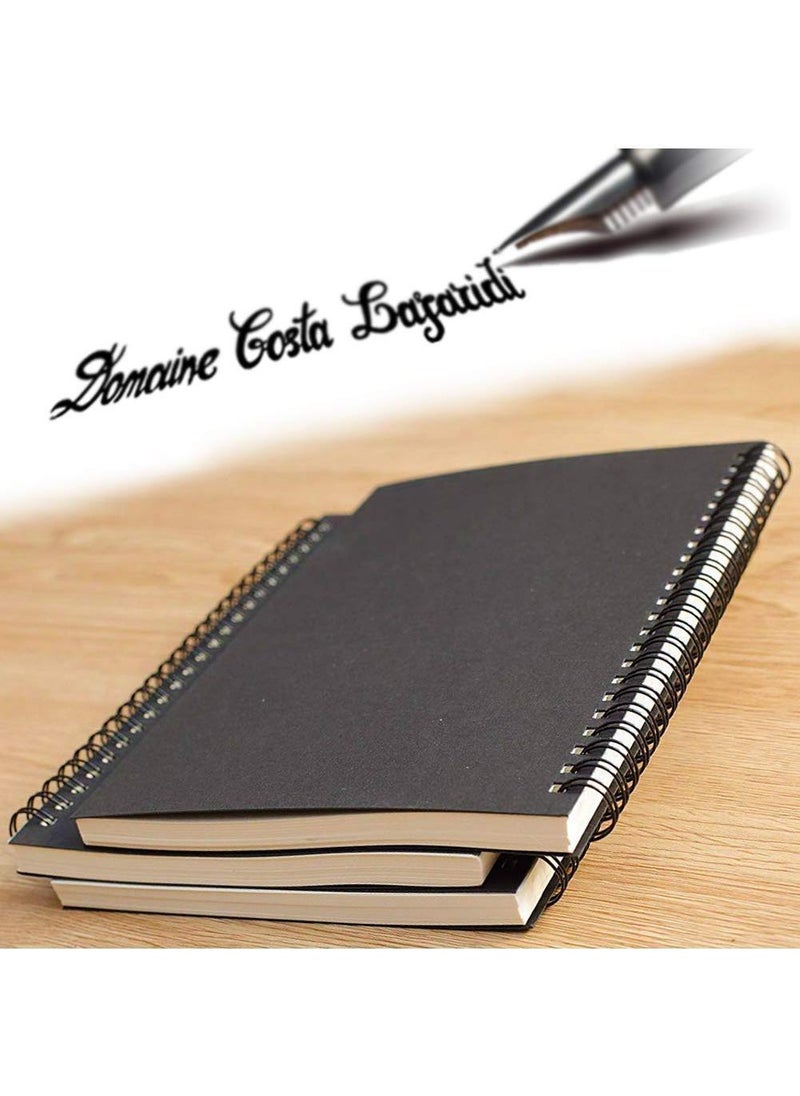 Sweet seven Pack of 3 Soft Cover Spiral Sketchbooks - Kraft Cover, Blank Sketch Pads with 100 Pages/50 Sheets of White Cartridge Paper - Ideal for Travel - Black  - Image 4